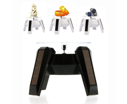 360-Degree Rotating Solar Display Stand Turntable Phone Holder with LED Light-White V1263-JX-652