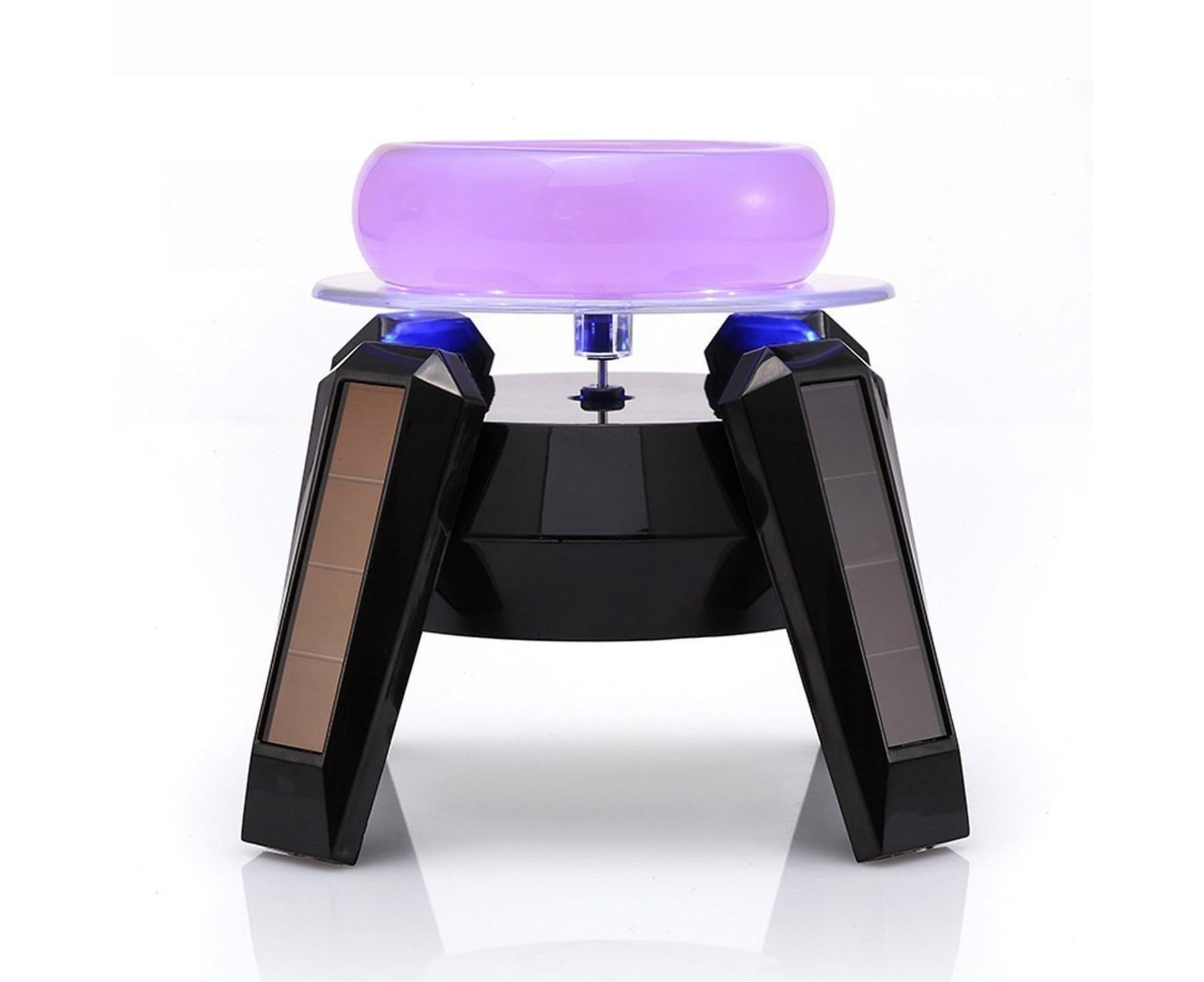 360-Degree Rotating Solar Display Stand Turntable Phone Holder with LED Light-White V1263-JX-652