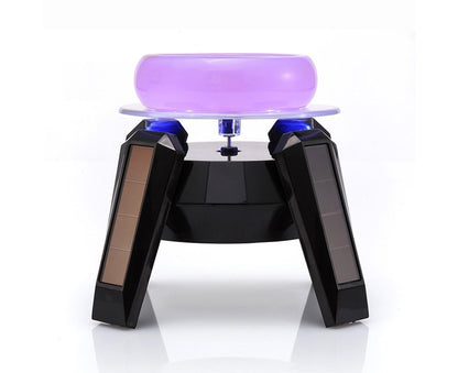 360-Degree Rotating Solar Display Stand Turntable Phone Holder with LED Light-White V1263-JX-652