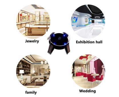360-Degree Rotating Solar Display Stand Turntable Phone Holder with LED Light-White V1263-JX-652