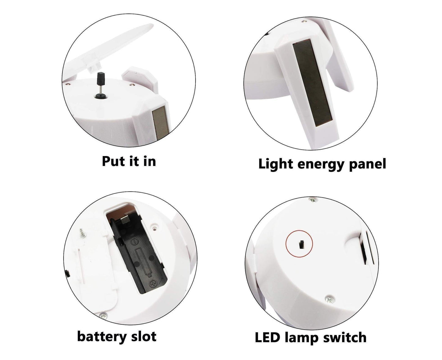 360-Degree Rotating Solar Display Stand Turntable Phone Holder with LED Light-White V1263-JX-652