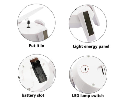 360-Degree Rotating Solar Display Stand Turntable Phone Holder with LED Light-White V1263-JX-652