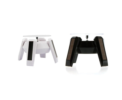 360-Degree Rotating Solar Display Stand Turntable Phone Holder with LED Light-White V1263-JX-652