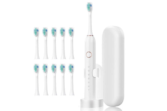 22000 VPM Electric Toothbrush for Adults with 10 Brush Heads and 6 Modes Toothbrush Sets - White V1263-JX-6521-1