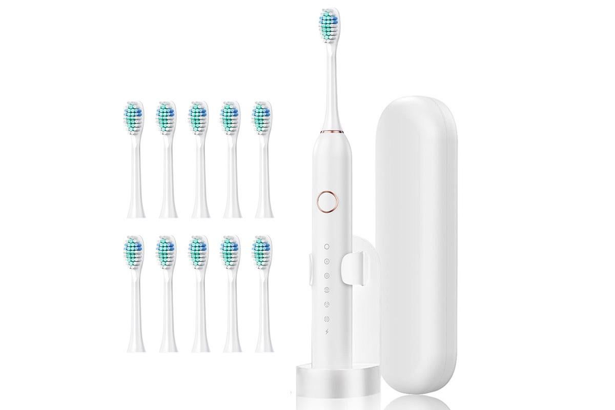 22000 VPM Electric Toothbrush for Adults with 10 Brush Heads and 6 Modes Toothbrush Sets - White V1263-JX-6521-1