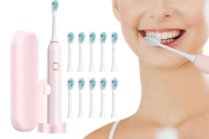 22000 VPM Electric Toothbrush for Adults with 10 Brush Heads and 6 Modes Toothbrush Sets - White V1263-JX-6521-1