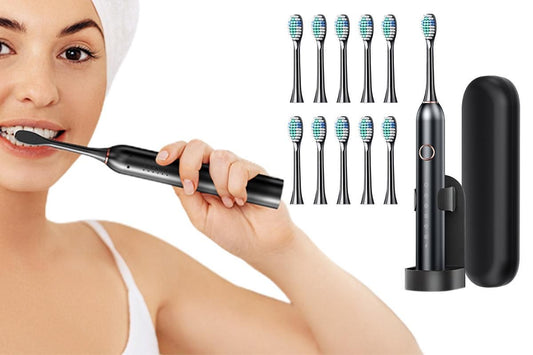 22000 VPM Electric Toothbrush for Adults with 10 Brush Heads and 6 Modes Toothbrush Sets - Black V1263-JX-6521-2