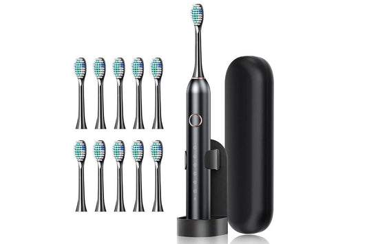 22000 VPM Electric Toothbrush for Adults with 10 Brush Heads and 6 Modes Toothbrush Sets - Black V1263-JX-6521-2