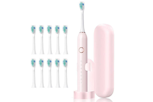 22000 VPM Electric Toothbrush for Adults with 10 Brush Heads and 6 Modes Toothbrush Sets - Pink V1263-JX-6521-3