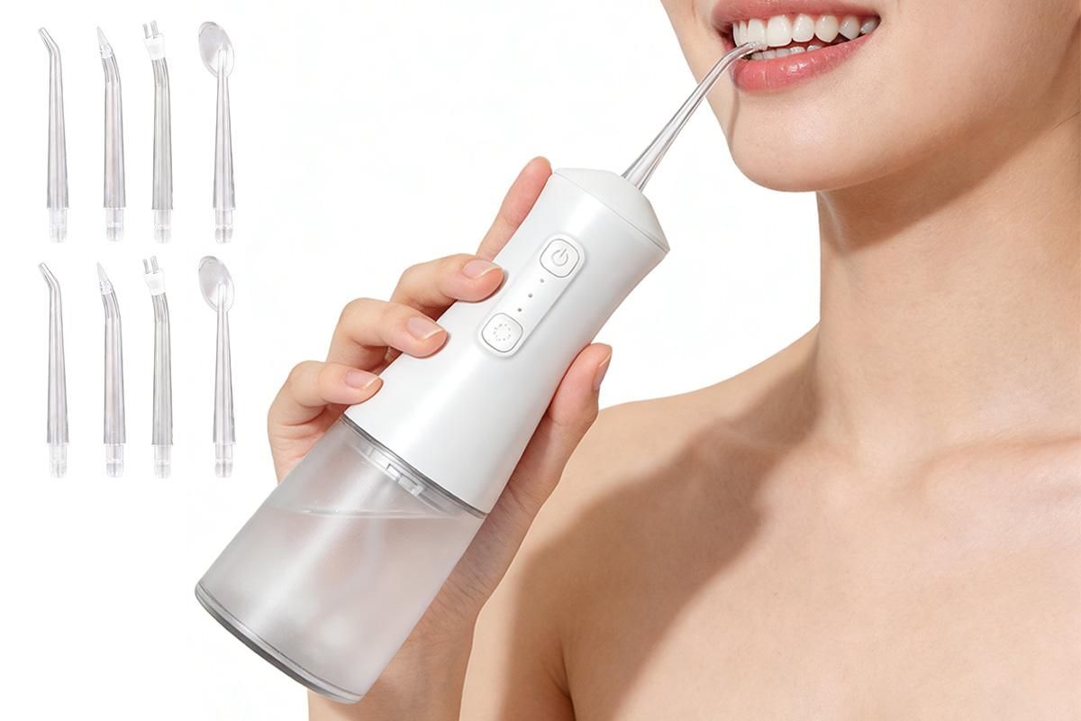Cordless Rechargeable Portable Water Flosser for Teeth Gums Braces Care and Travel with 8 Flossing Tips V1263-JX-6522