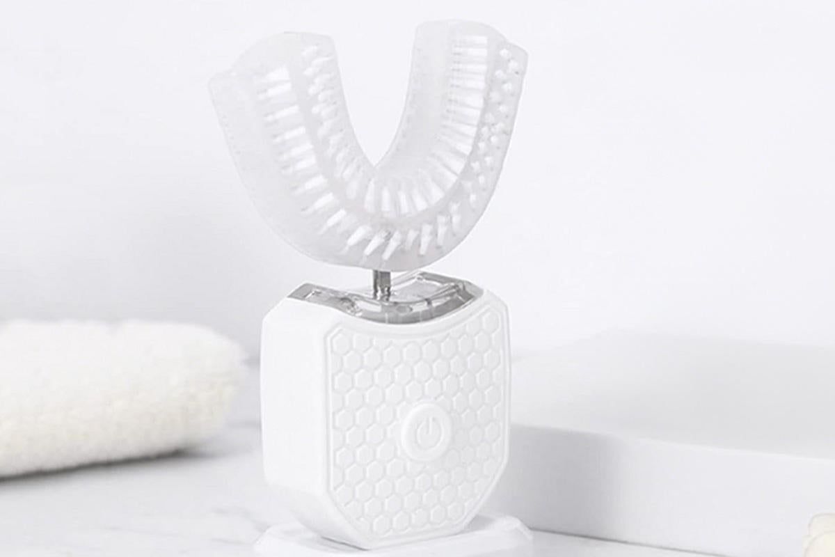 Rechargeable U-Shaped Electric Toothbrush Set for Daily Oral Care - White V1263-JX-6524-1