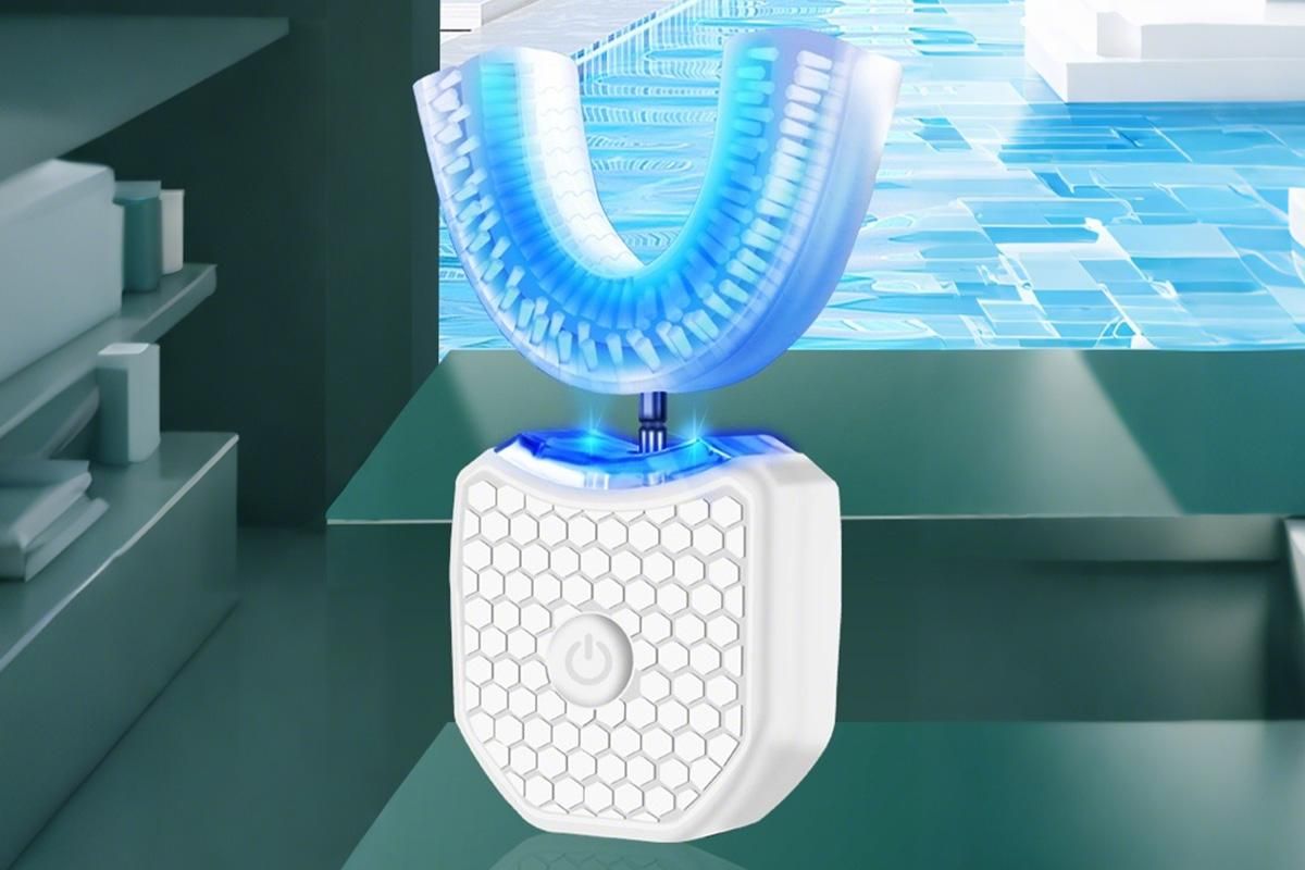 Rechargeable U-Shaped Electric Toothbrush Set for Daily Oral Care - White V1263-JX-6524-1