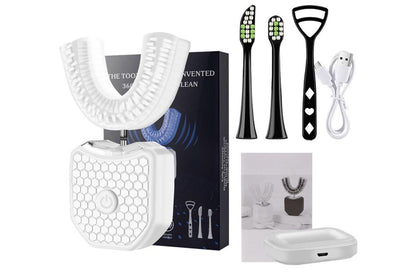 Rechargeable U-Shaped Electric Toothbrush Set for Daily Oral Care - White V1263-JX-6524-1