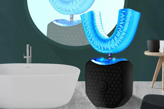 Rechargeable U-Shaped Electric Toothbrush Set for Daily Oral Care - Black V1263-JX-6524-2