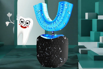Rechargeable U-Shaped Electric Toothbrush Set for Daily Oral Care - Black V1263-JX-6524-2
