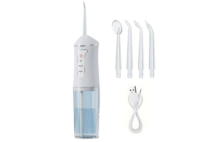 Cordless Portable Electric Water Flosser Teeth Cleaner Floss Irrigator With 4 Jet Tips - White V1263-JX-6528-2