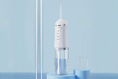Cordless Portable Electric Water Flosser Teeth Cleaner Floss Irrigator With 4 Jet Tips - White V1263-JX-6528-2