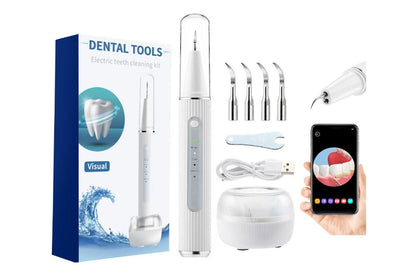 Teeth Cleaning Kit Plaque Remover Tartar Remover with 4 Replaceable Heads Rechargeable Teeth Cleaning Plaque V1263-JX-6531