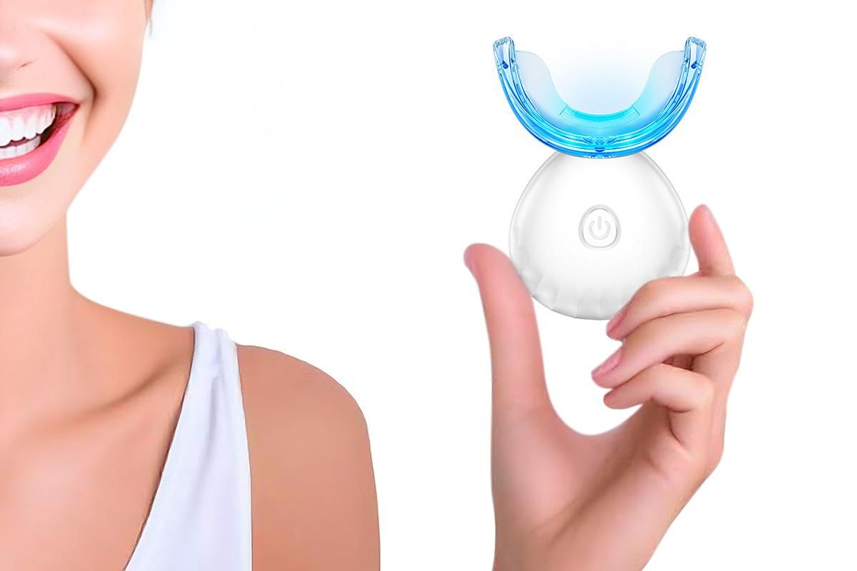 Portable Teeth Whitening Kit with Blue Light Technology - White V1263-JX-6533-2