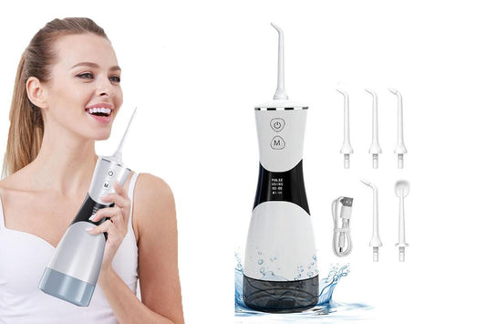 Cordless Water Dental Flosser for Teeth with 5 Jet Tips 350ML Tank Oral Irrigator Rechargeable Water Floss V1263-JX-6540