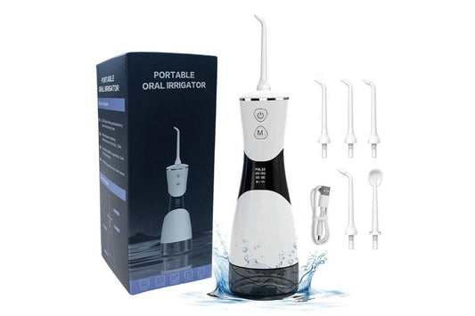Cordless Water Dental Flosser for Teeth with 5 Jet Tips 350ML Tank Oral Irrigator Rechargeable Water Floss V1263-JX-6540