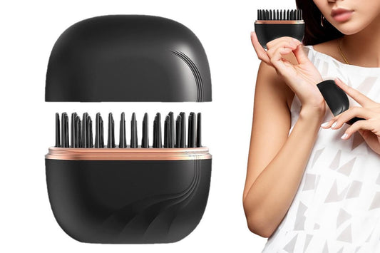 Mini Hair Straightener Rechargeable Wireless Portable Hair Comb for Women - Black V1263-JX-6544-1