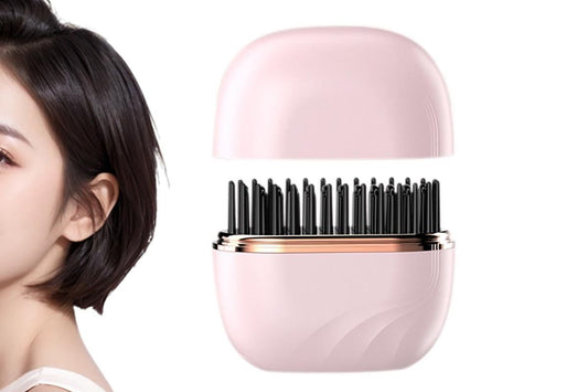 Mini Hair Straightener Rechargeable Wireless Portable Hair Comb for Women - Pink V1263-JX-6544-2