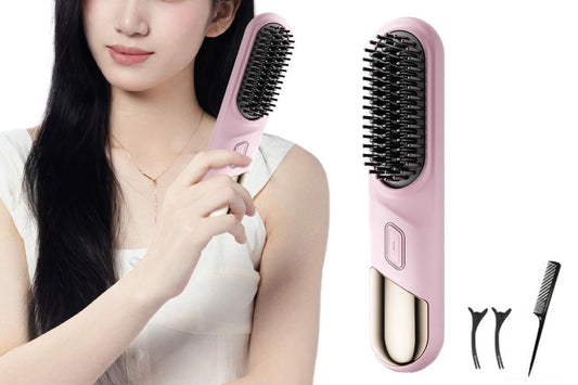 Portable Cordless Heated Straightening Brush for Travel Cordless Hair Straightener Brush Comb Straightener V1263-JX-6546-3
