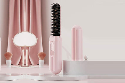 Hair Straightening Comb Negative Ion Heated Straightener Brush Curler V1263-JX-6549