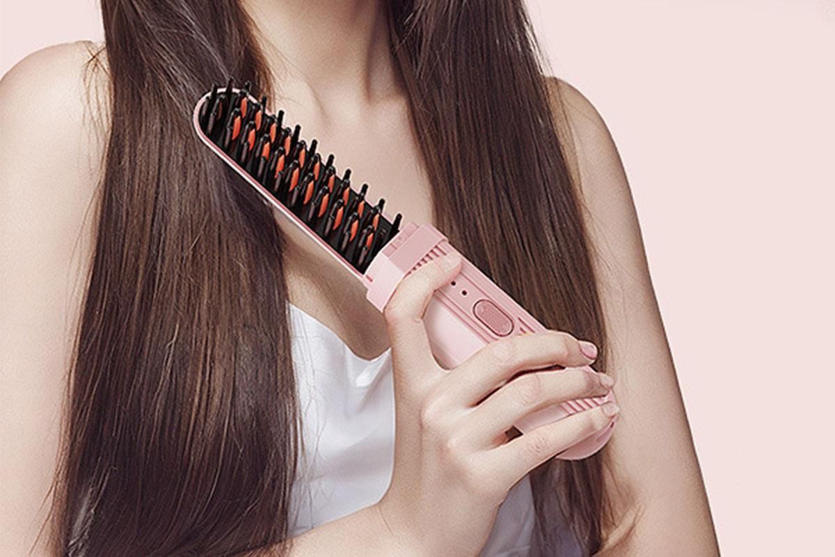 Hair Straightening Comb Negative Ion Heated Straightener Brush Curler V1263-JX-6549