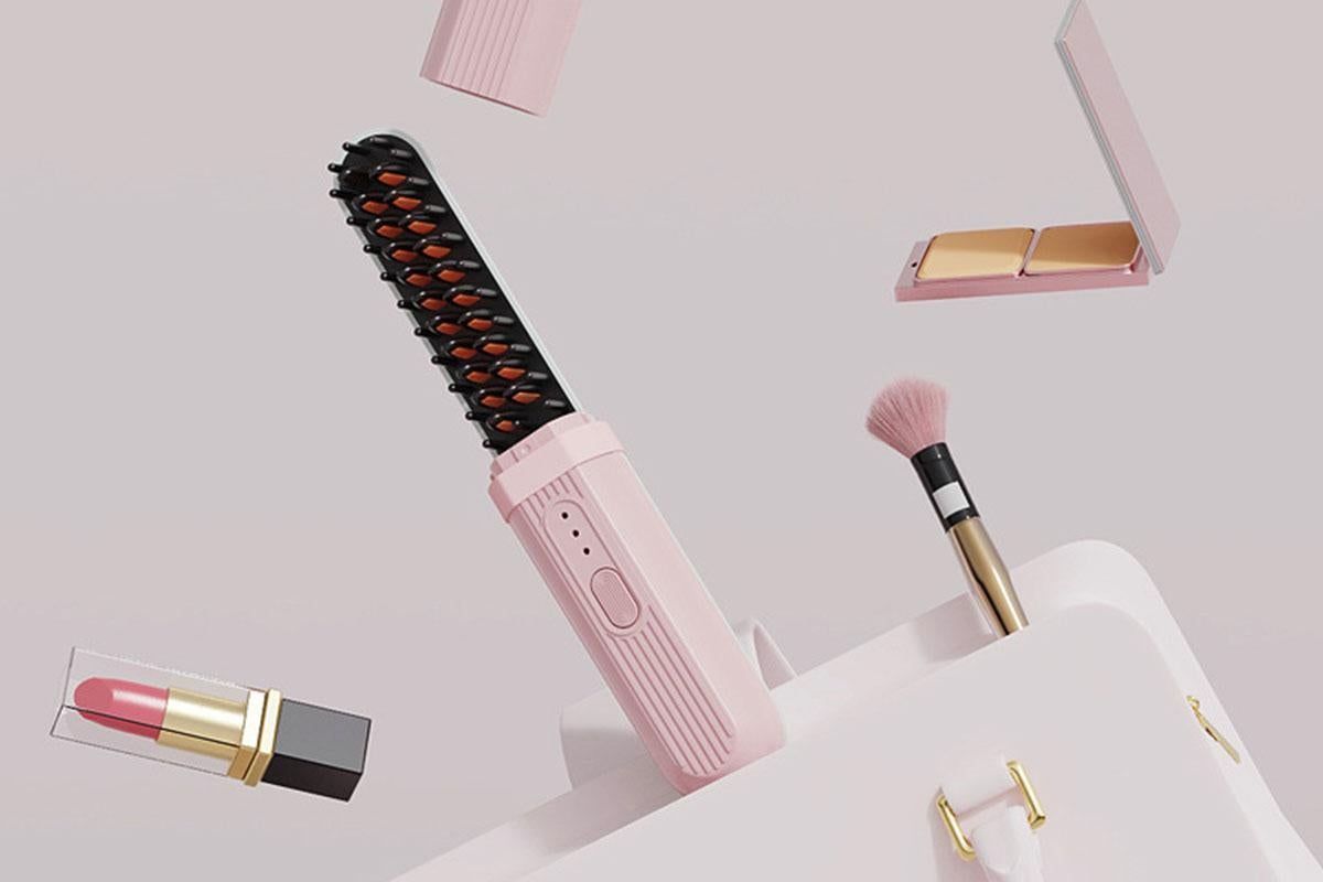 Hair Straightening Comb Negative Ion Heated Straightener Brush Curler V1263-JX-6549