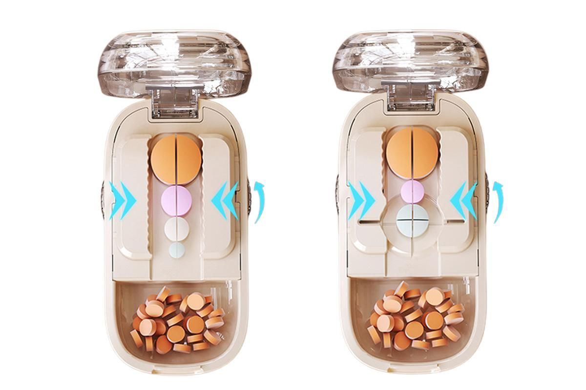 Pill Cutter Pill Splitter for Small and Tiny Pills 1/2 Adjustable Pill Organizer - Beige 1/2 and 1/4 Pill V1263-JX-6550-2