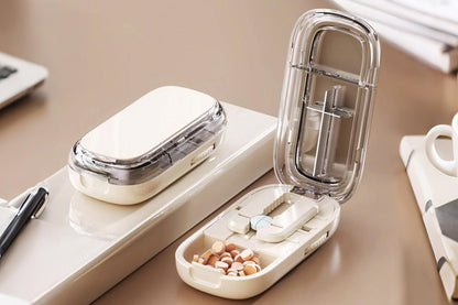 Pill Cutter Pill Splitter for Small and Tiny Pills 1/2 Adjustable Pill Organizer - Beige 1/2 and 1/4 Pill V1263-JX-6550-2