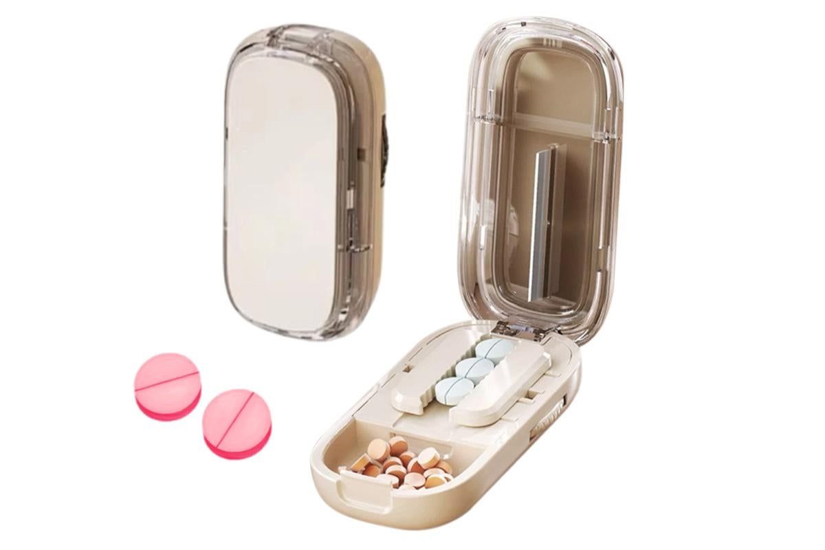Pill Cutter Pill Splitter for Small and Tiny Pills 1/2 Adjustable Pill Organizer - Beige 1/2 Pill Cutter V1263-JX-6550-3