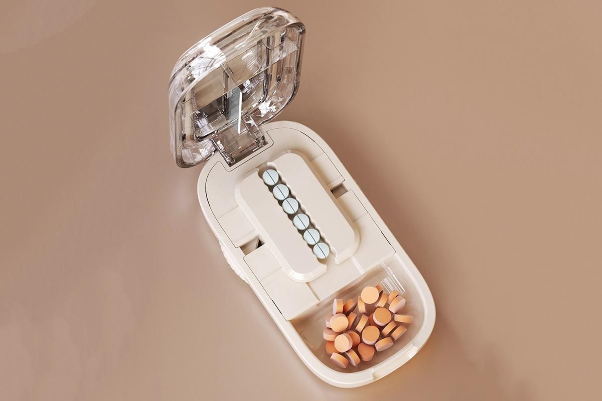 Pill Cutter Pill Splitter for Small and Tiny Pills 1/2 Adjustable Pill Organizer - Beige 1/2 Pill Cutter V1263-JX-6550-3