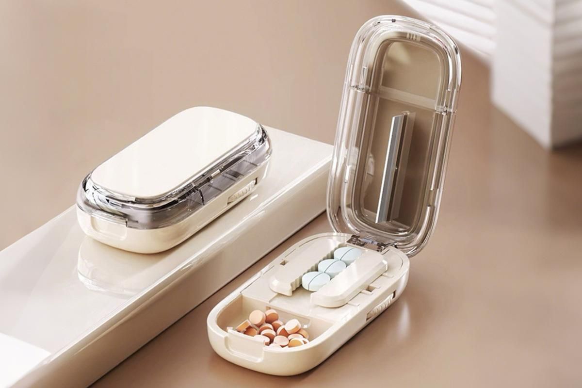 Pill Cutter Pill Splitter for Small and Tiny Pills 1/2 Adjustable Pill Organizer - Beige 1/2 Pill Cutter V1263-JX-6550-3