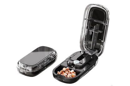 Pill Cutter Pill Splitter for Small and Tiny Pills 1/2 Adjustable Pill Organizer - Black 1/2 and 1/4 Pill V1263-JX-6550-4