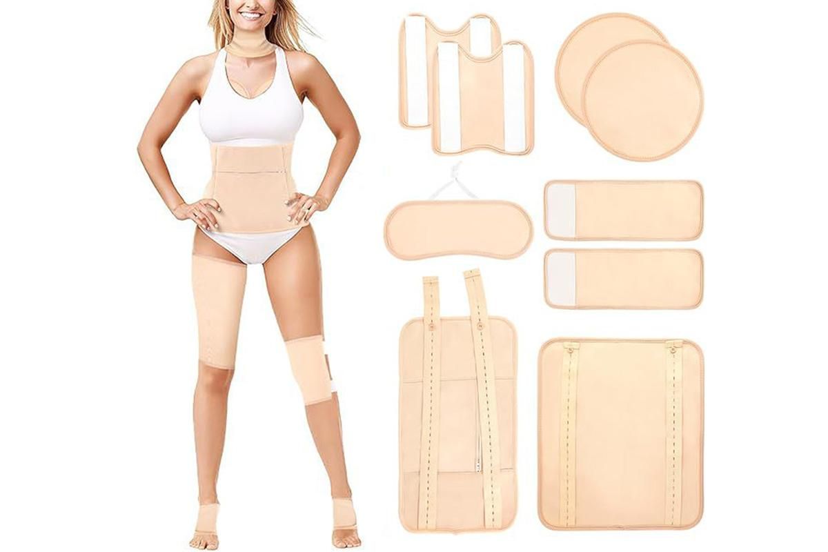 9Pcs Castor Oil Pack Kit Compress Reusable Wrap Belt Inflammation Toxin Remover Set -Nude V1263-JX-6559-2