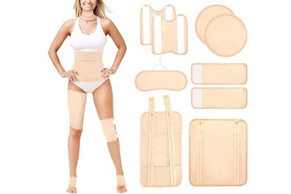 9Pcs Castor Oil Pack Kit Compress Reusable Wrap Belt Inflammation Toxin Remover Set -Nude V1263-JX-6559-2