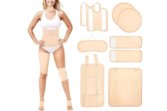 9Pcs Castor Oil Pack Kit Compress Reusable Wrap Belt Inflammation Toxin Remover Set -Nude V1263-JX-6559-2