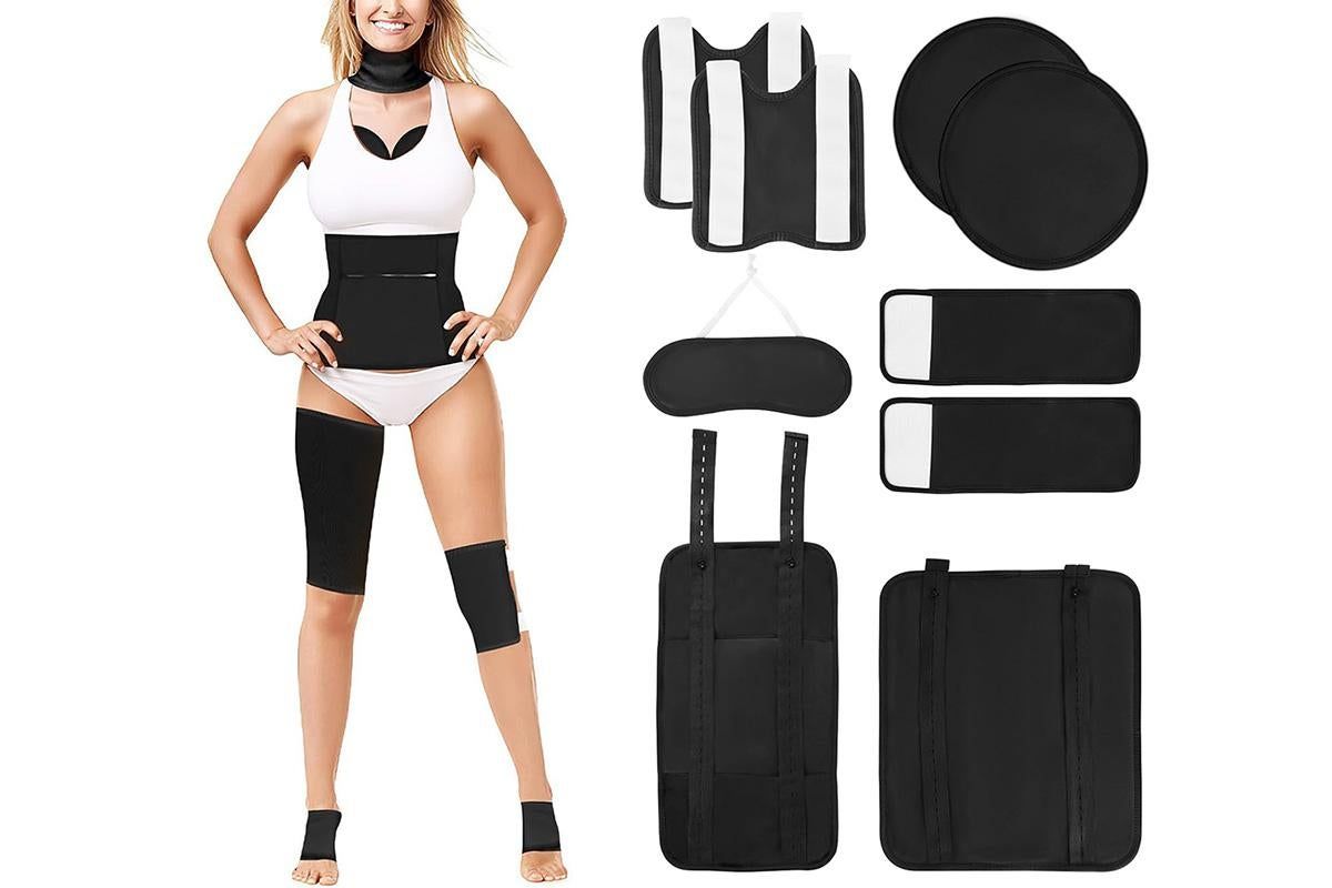 9Pcs Castor Oil Pack Kit Compress Reusable Wrap Belt Inflammation Toxin Remover Set -Nude V1263-JX-6559-2