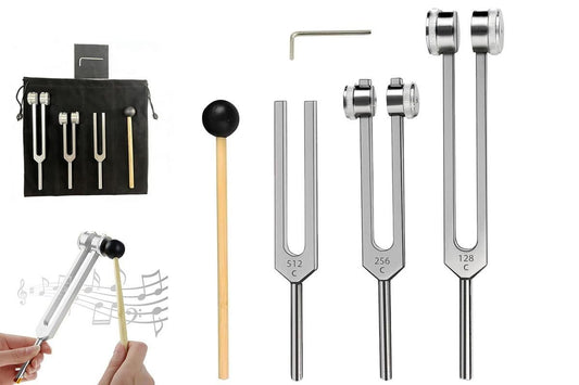 3Pcs Aluminum Tuning Forks Set 128Hz 256Hz 512Hz for Sound Healing Yoga Meditation - Silver V1263-JX-6562-1