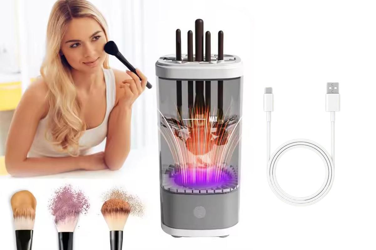 Electric Makeup Brush Cleaner and Dryer Machine Automatic Brush Super Fast Cleaning Tool -Grey V1263-JX-6567-1