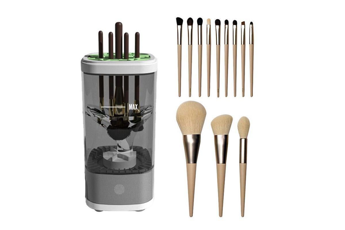 Electric Makeup Brush Cleaner and Dryer Machine Automatic Brush Super Fast Cleaning Tool -Grey V1263-JX-6567-1