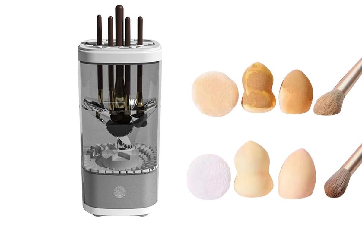 Electric Makeup Brush Cleaner and Dryer Machine Automatic Brush Super Fast Cleaning Tool -Grey V1263-JX-6567-1