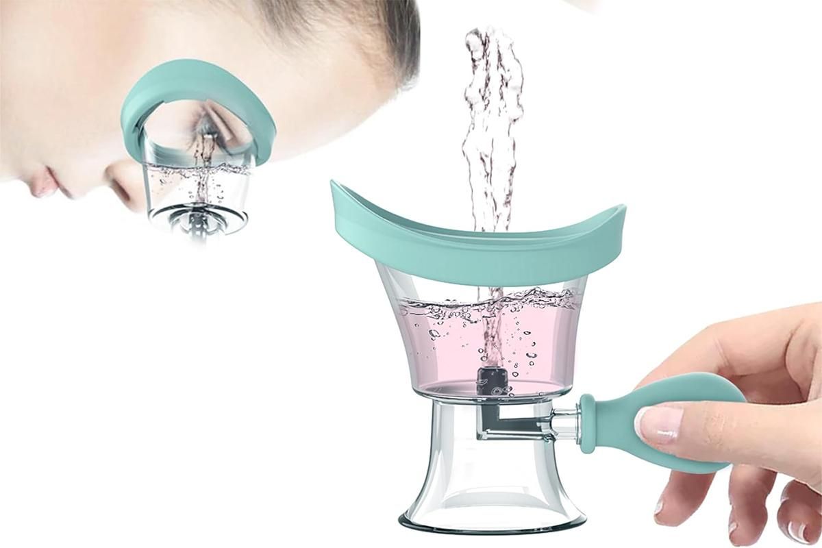 Manual Air Pressure Eye Cleaning Cup Clear Silicone Eye Cup -Blue V1263-JX-6569-1