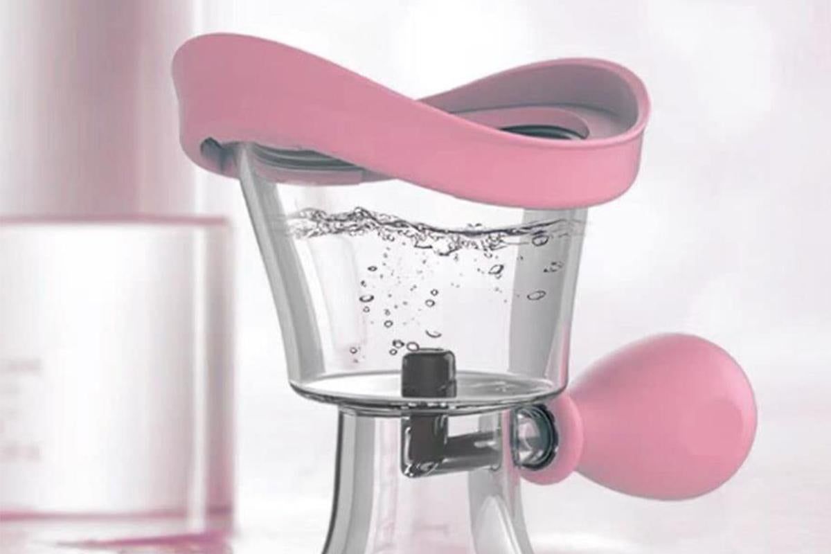 Manual Air Pressure Eye Cleaning Cup Clear Silicone Eye Cup -Pink V1263-JX-6569-2