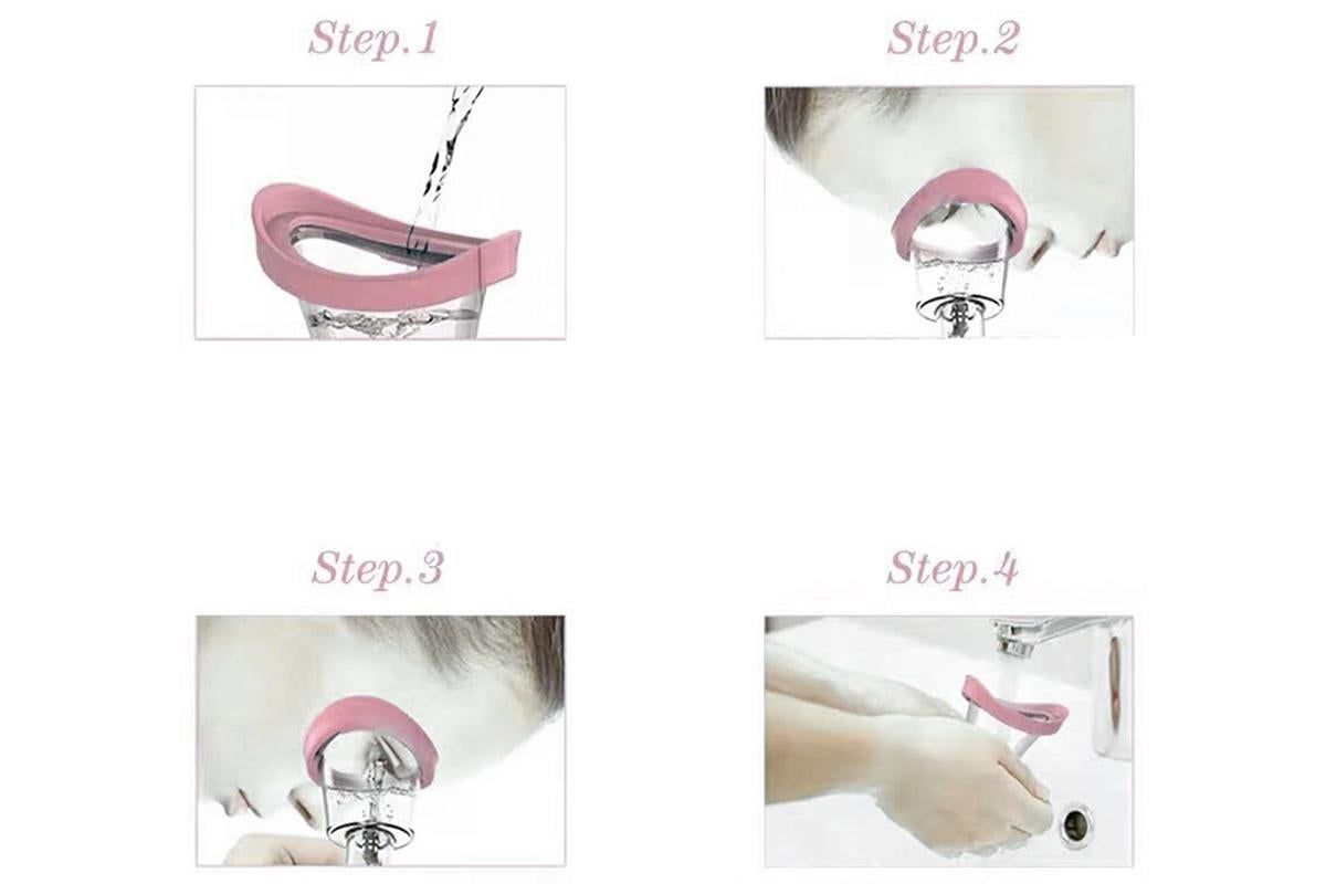 Manual Air Pressure Eye Cleaning Cup Clear Silicone Eye Cup -Pink V1263-JX-6569-2