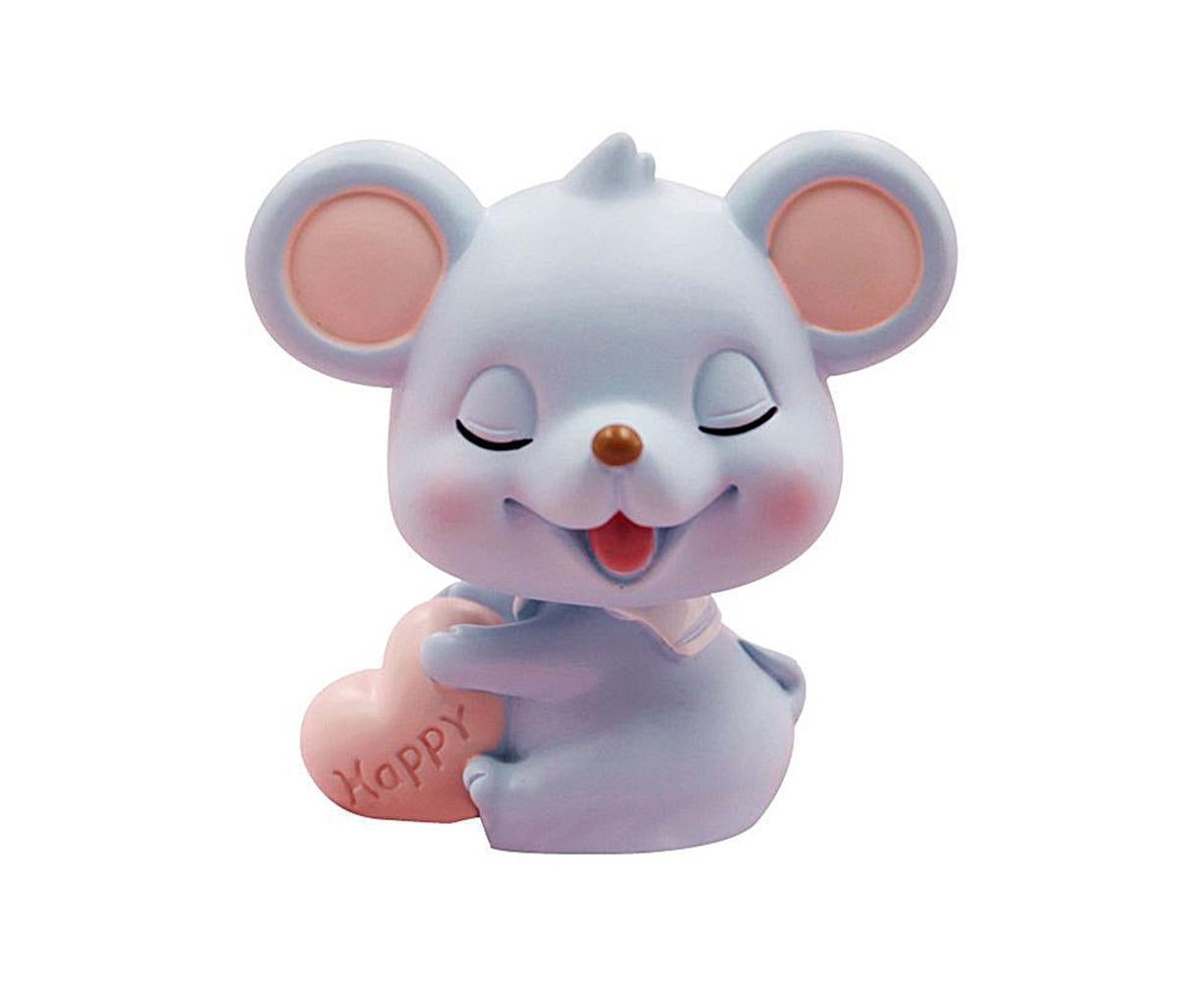 Resin Cartoon Nodding Mouse Car Dashboard Bedside Ornament 2020 New Year Gift-Blue V1263-JX-657
