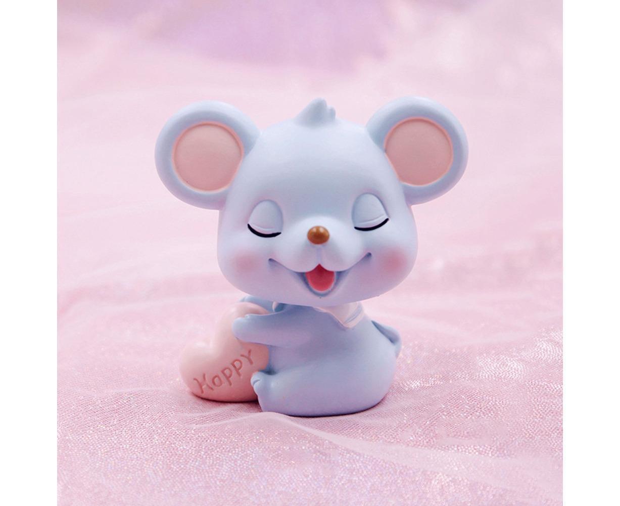 Resin Cartoon Nodding Mouse Car Dashboard Bedside Ornament 2020 New Year Gift-Blue V1263-JX-657